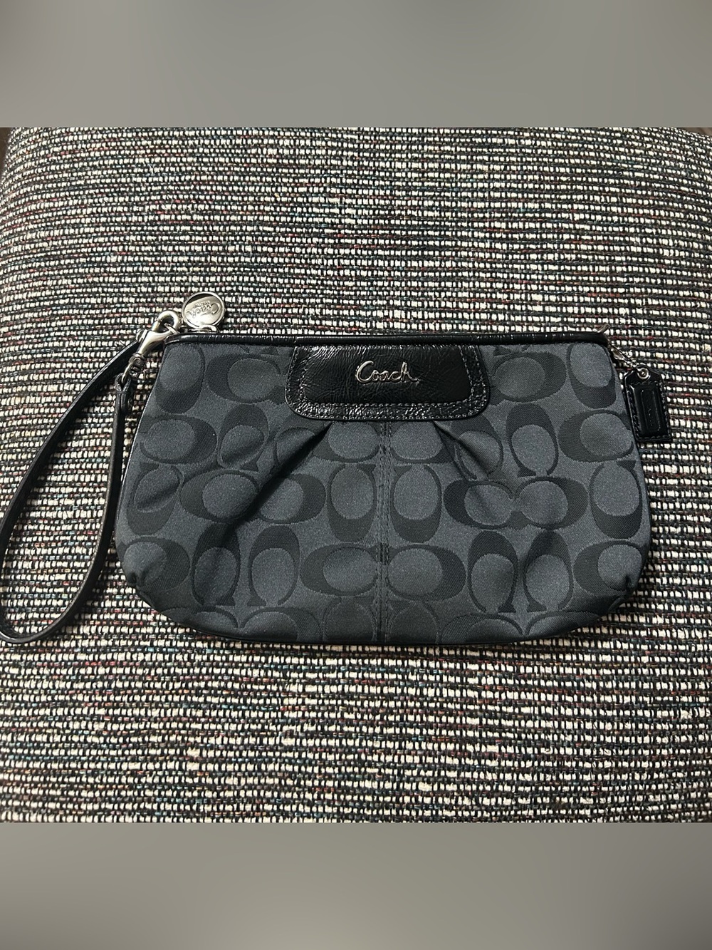 Coach Signature C Monogram Wristlet Pouch Clutch Bag